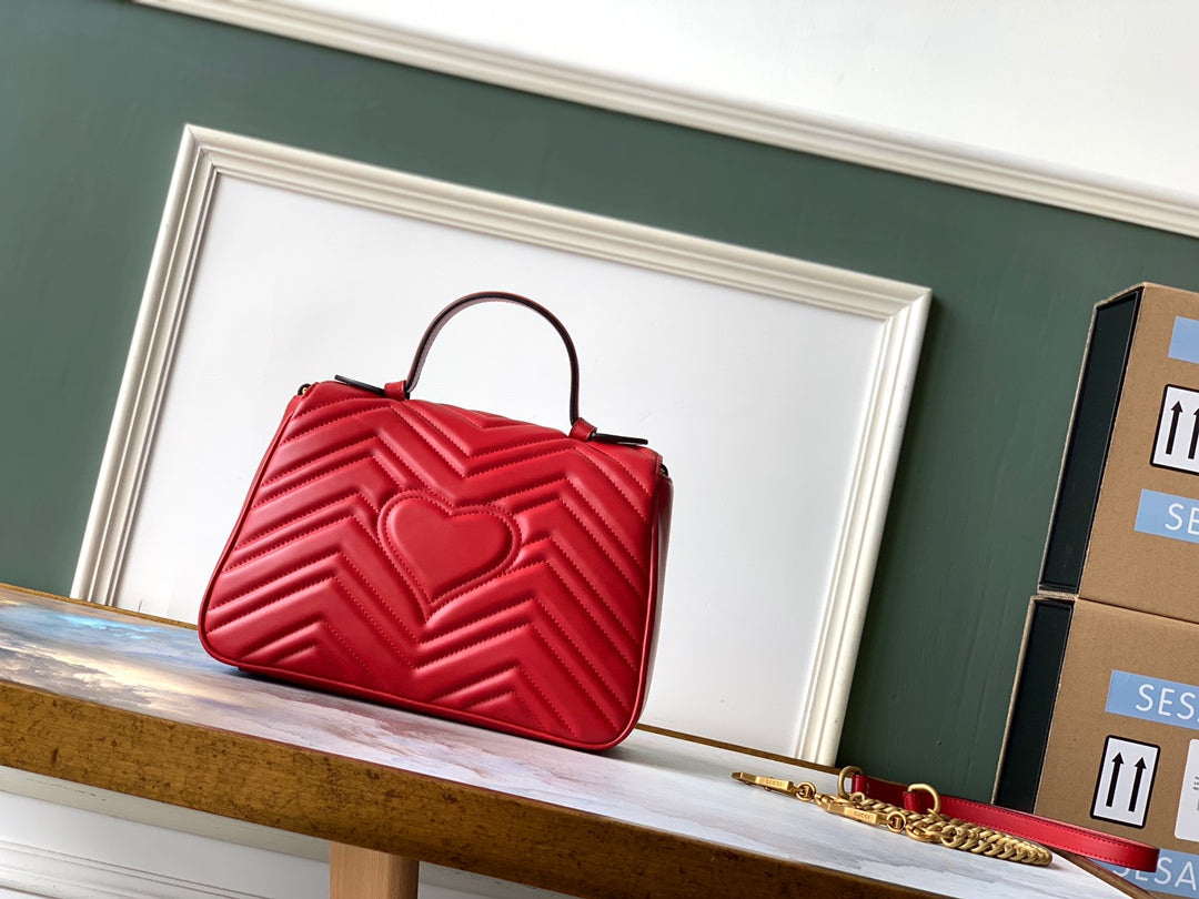 GG MARMONT 26,5 CM CUIR DE VEAU ROUGE QUINCAILLERIE DORÉ