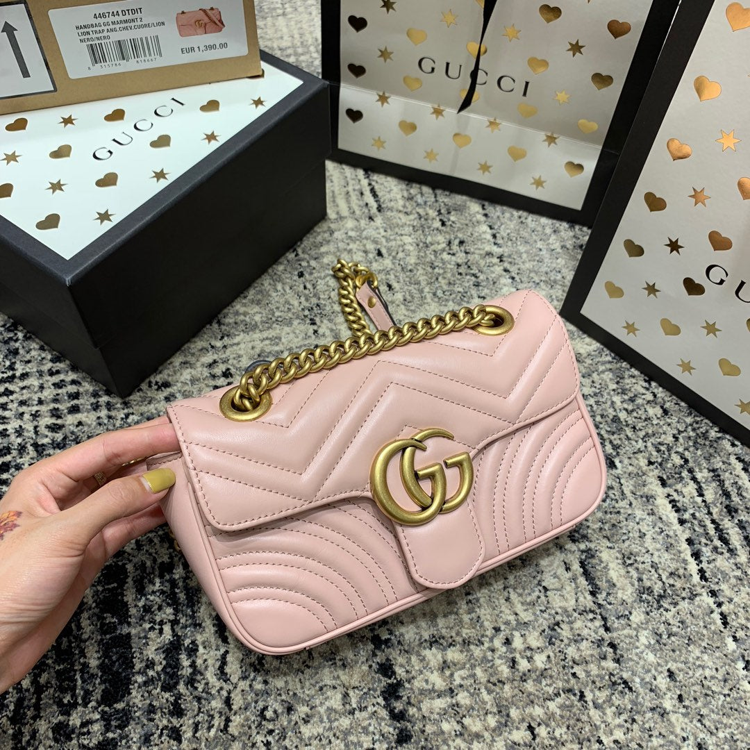 GG MARMONT 22CM CUIR DE VEAU ROSE QUINCAILLERIE DORÉ