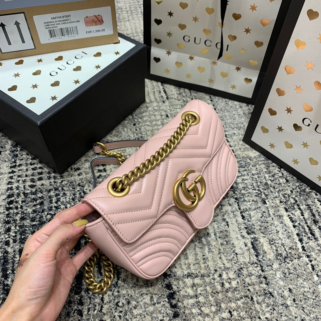 GG MARMONT 22CM CUIR DE VEAU ROSE QUINCAILLERIE DORÉ