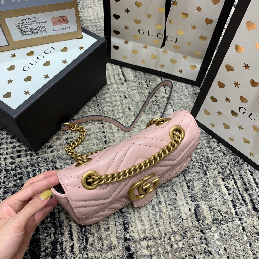 GG MARMONT 22CM CUIR DE VEAU ROSE QUINCAILLERIE DORÉ