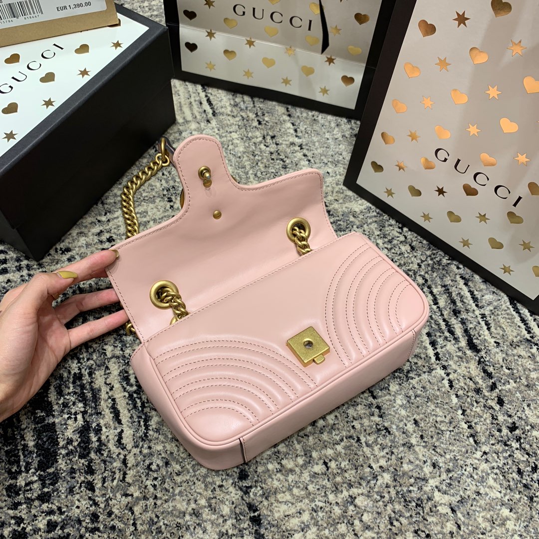 GG MARMONT 22CM CUIR DE VEAU ROSE QUINCAILLERIE DORÉ