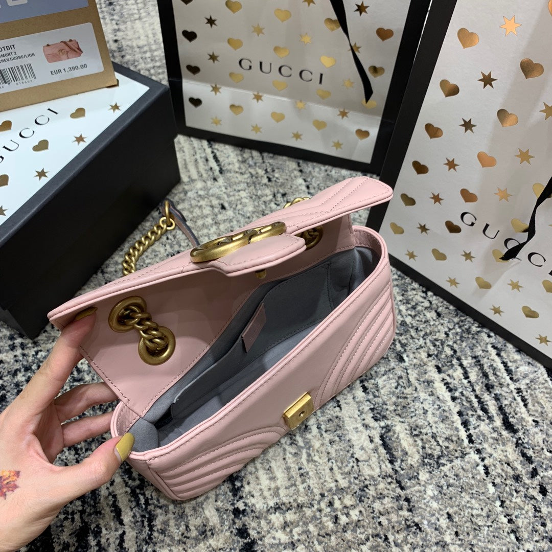 GG MARMONT 22CM CUIR DE VEAU ROSE QUINCAILLERIE DORÉ