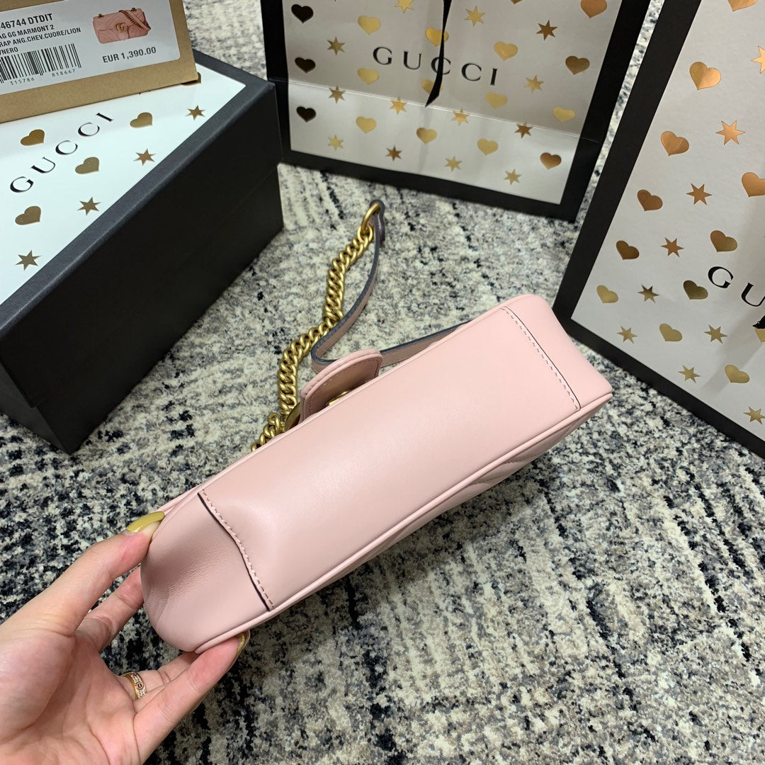 GG MARMONT 22CM CUIR DE VEAU ROSE QUINCAILLERIE DORÉ