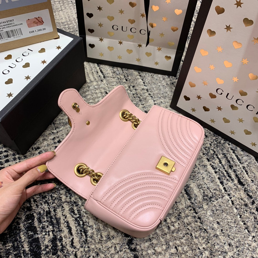 GG MARMONT 22CM CUIR DE VEAU ROSE QUINCAILLERIE DORÉ