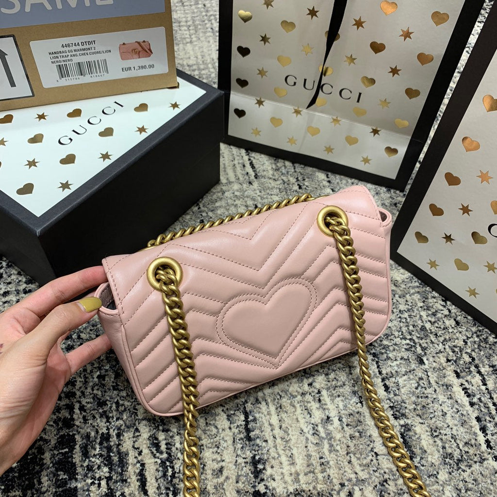 GG MARMONT 22CM CUIR DE VEAU ROSE QUINCAILLERIE DORÉ
