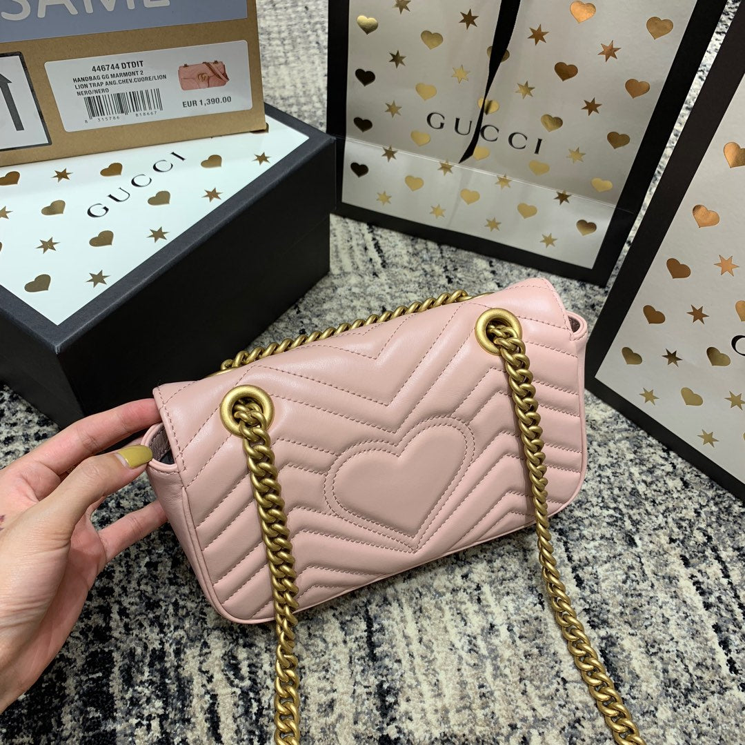 GG MARMONT 22CM CUIR DE VEAU ROSE QUINCAILLERIE DORÉ