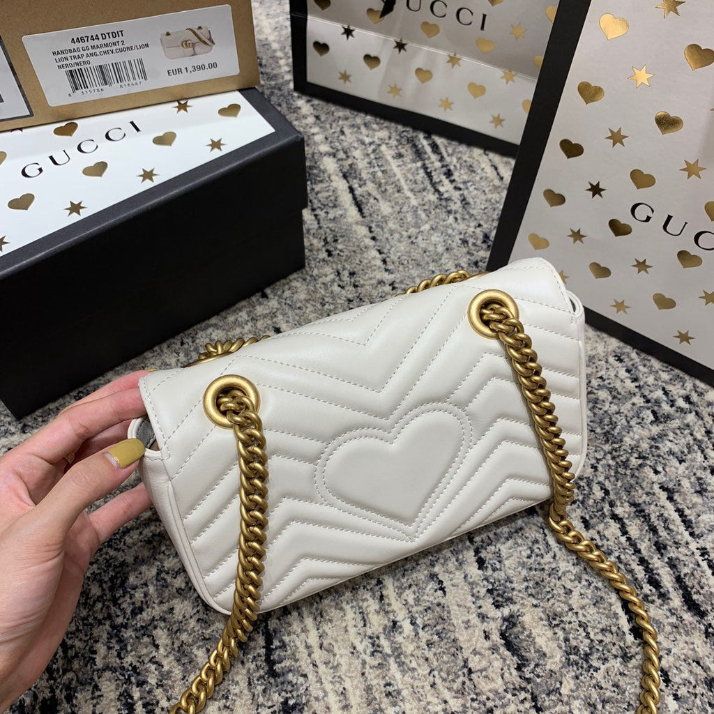 GG MARMONT 22CM CUIR DE VEAU BLANC QUINCAILLERIE DORÉ