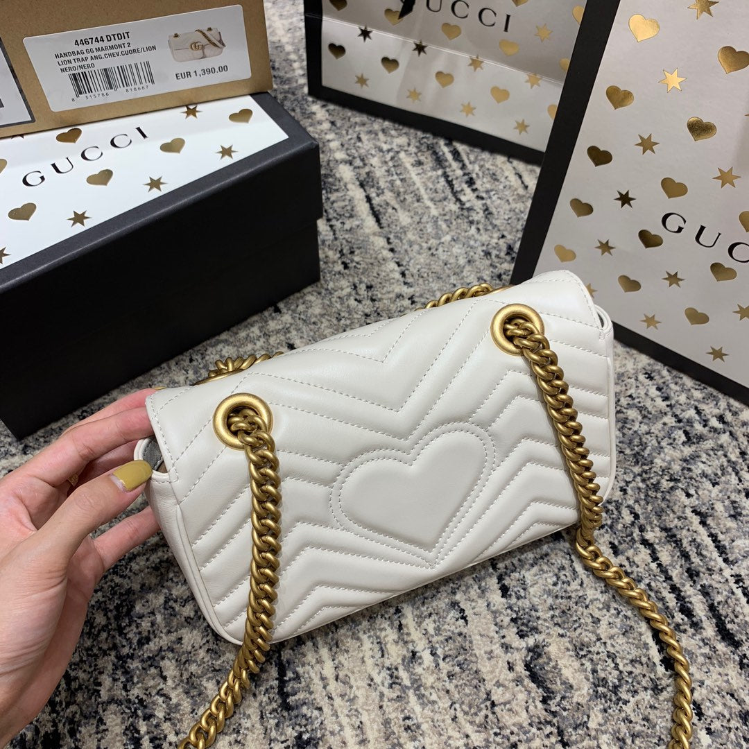 GG MARMONT 22CM CUIR DE VEAU BLANC QUINCAILLERIE DORÉ