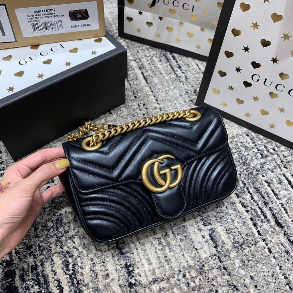 GG MARMONT 22CM CUIR DE VEAU NOIR QUINCAILLERIE DORÉ
