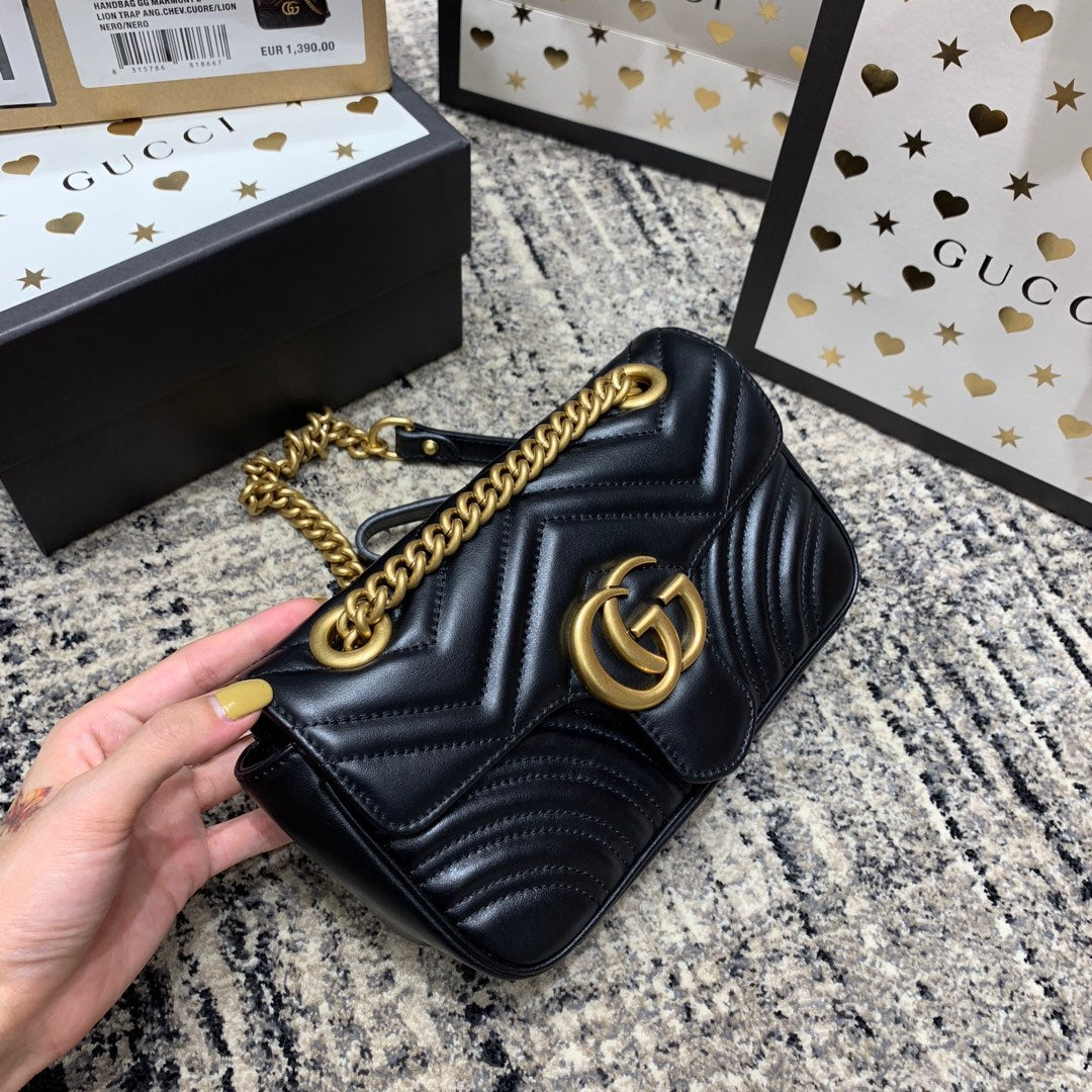 GG MARMONT 22CM CUIR DE VEAU NOIR QUINCAILLERIE DORÉ