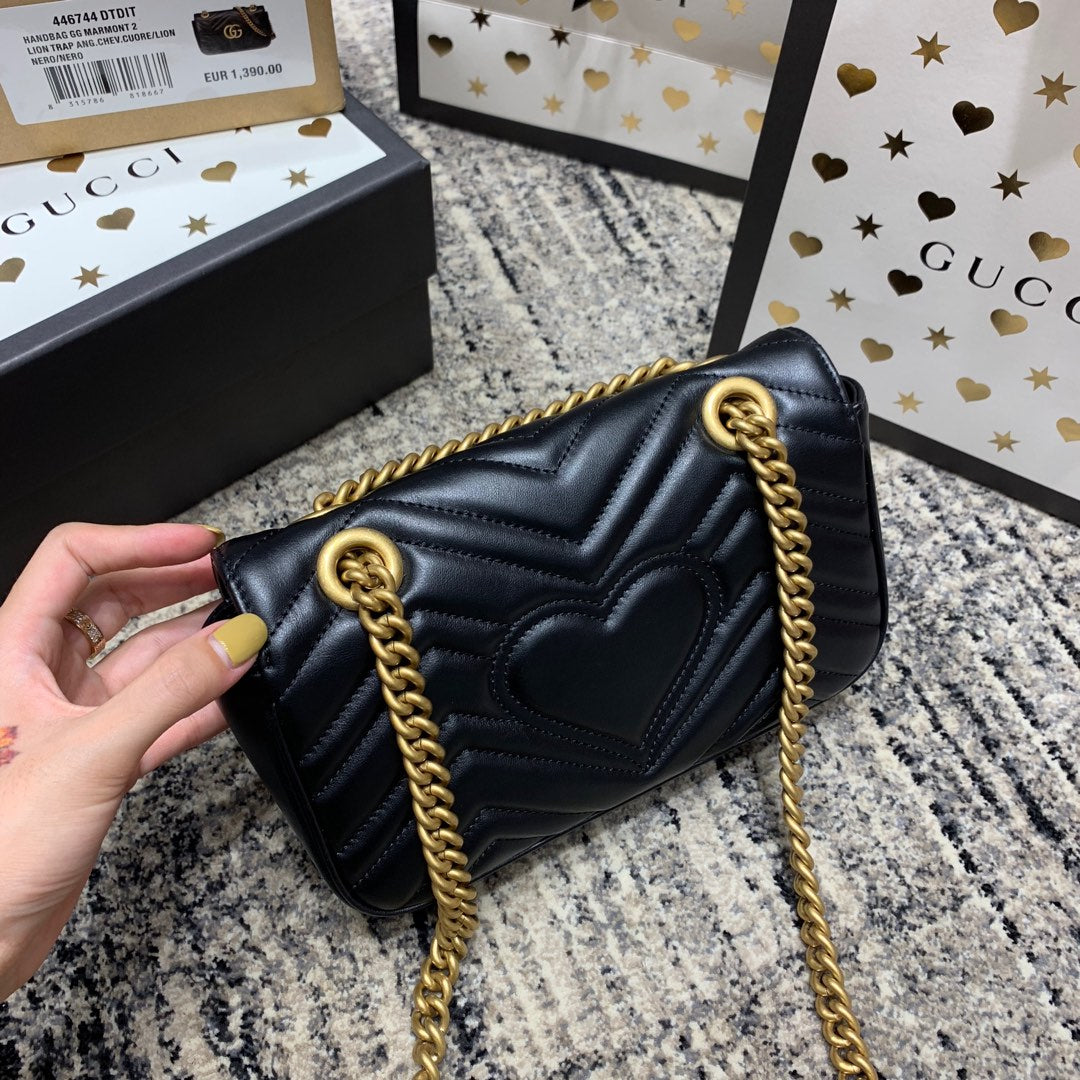 GG MARMONT 22CM CUIR DE VEAU NOIR QUINCAILLERIE DORÉ