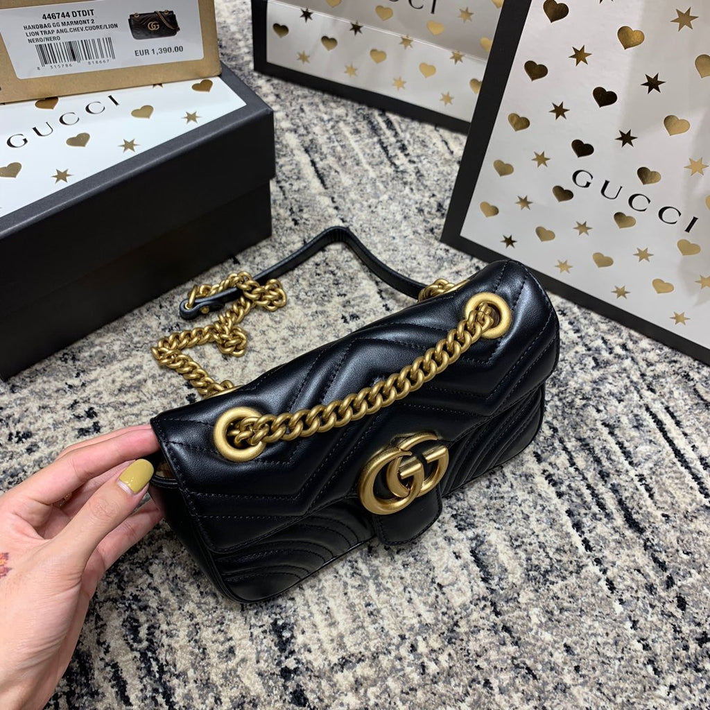 GG MARMONT 22CM CUIR DE VEAU NOIR QUINCAILLERIE DORÉ