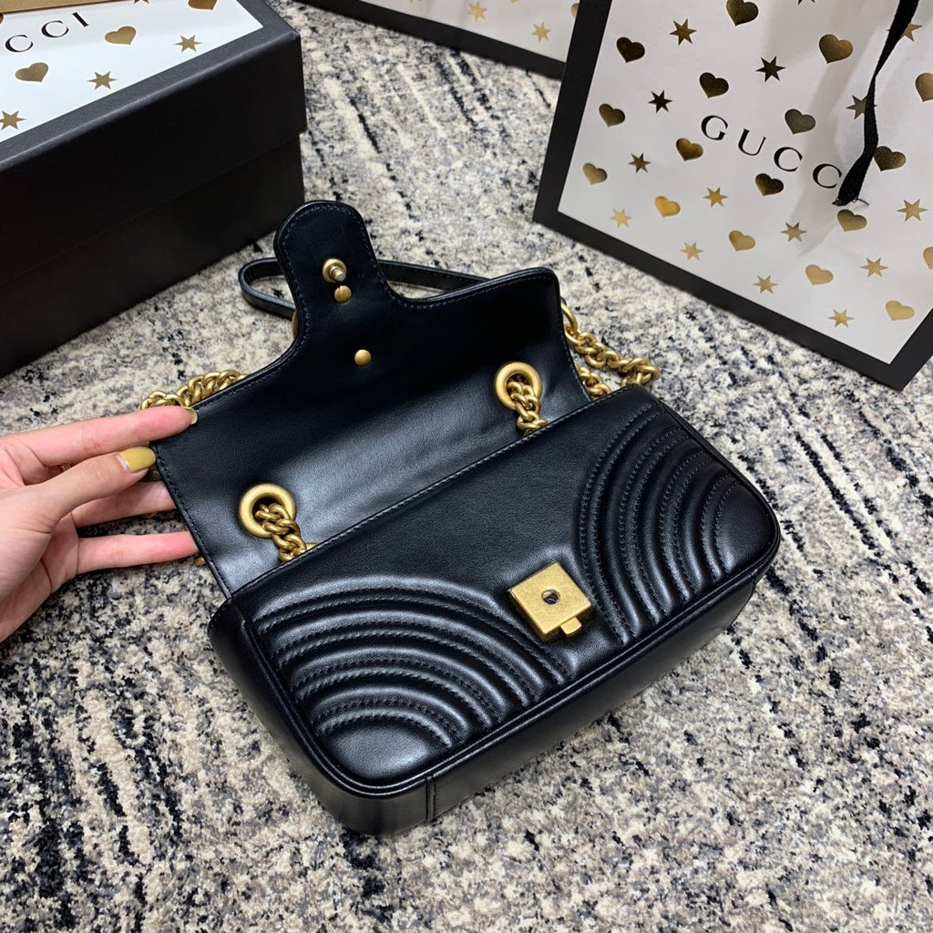 GG MARMONT 22CM CUIR DE VEAU NOIR QUINCAILLERIE DORÉ