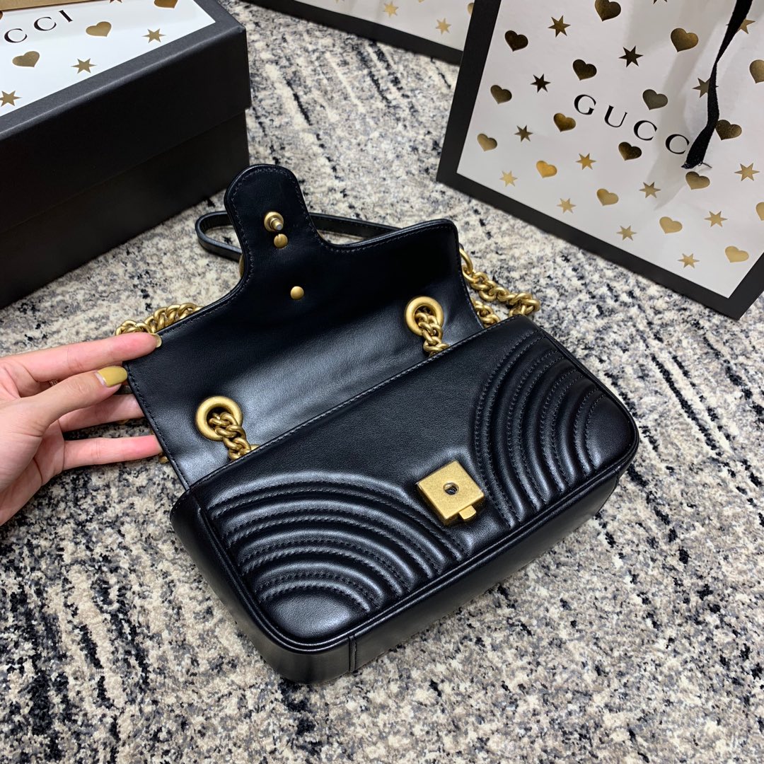GG MARMONT 22CM CUIR DE VEAU NOIR QUINCAILLERIE DORÉ