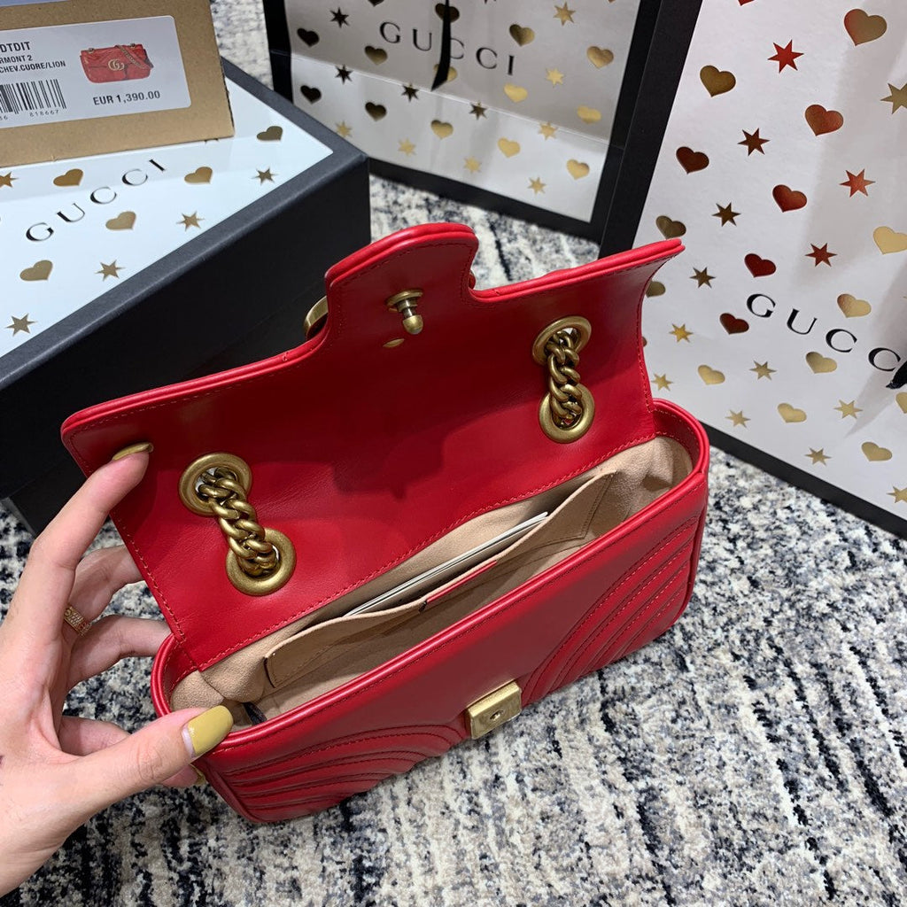 GG MARMONT 22CM CUIR DE VEAU ROUGE QUINCAILLERIE DORÉ