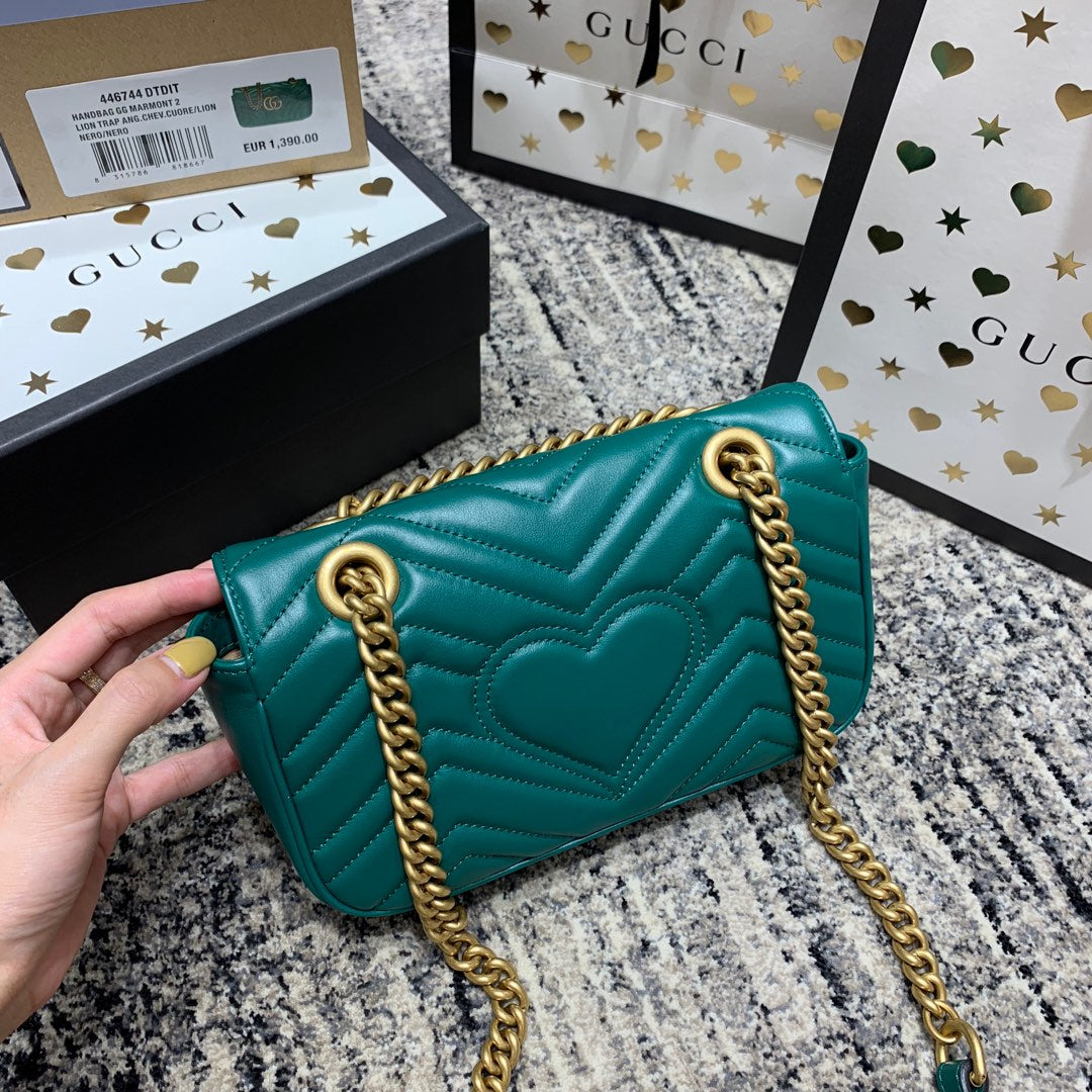 GG MARMONT 22CM CUIR DE VEAU TURQUOISE QUINCAILLERIE DORÉ