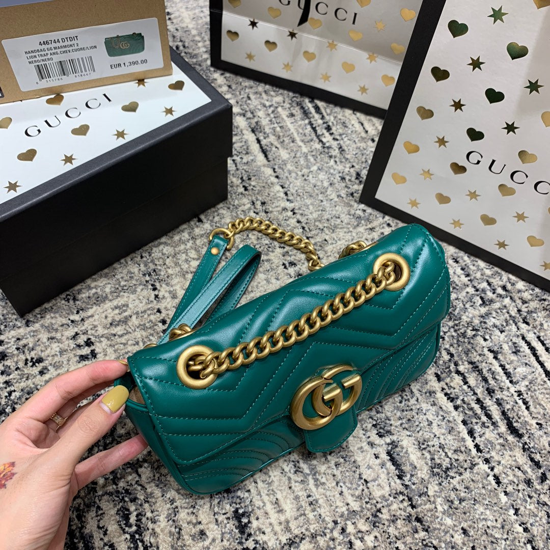 GG MARMONT 22CM CUIR DE VEAU TURQUOISE QUINCAILLERIE DORÉ