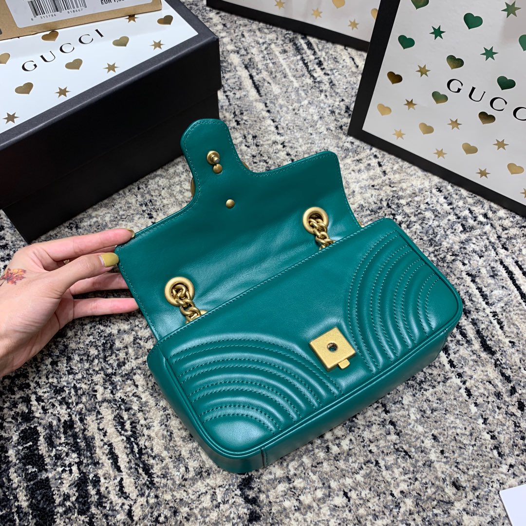 GG MARMONT 22CM CUIR DE VEAU TURQUOISE QUINCAILLERIE DORÉ
