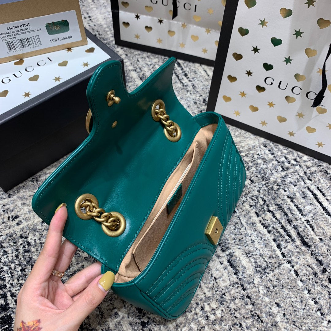 GG MARMONT 22CM CUIR DE VEAU TURQUOISE QUINCAILLERIE DORÉ