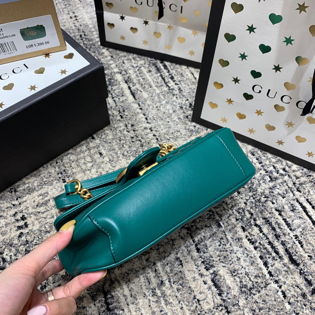 GG MARMONT 22CM CUIR DE VEAU TURQUOISE QUINCAILLERIE DORÉ