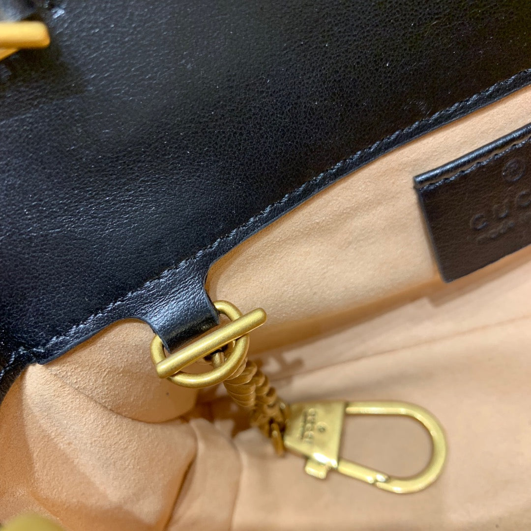 GG MARMONT MINI 16,5 CM EN CUIR DE VEAU NOIR QUINCAILLERIE DORÉ