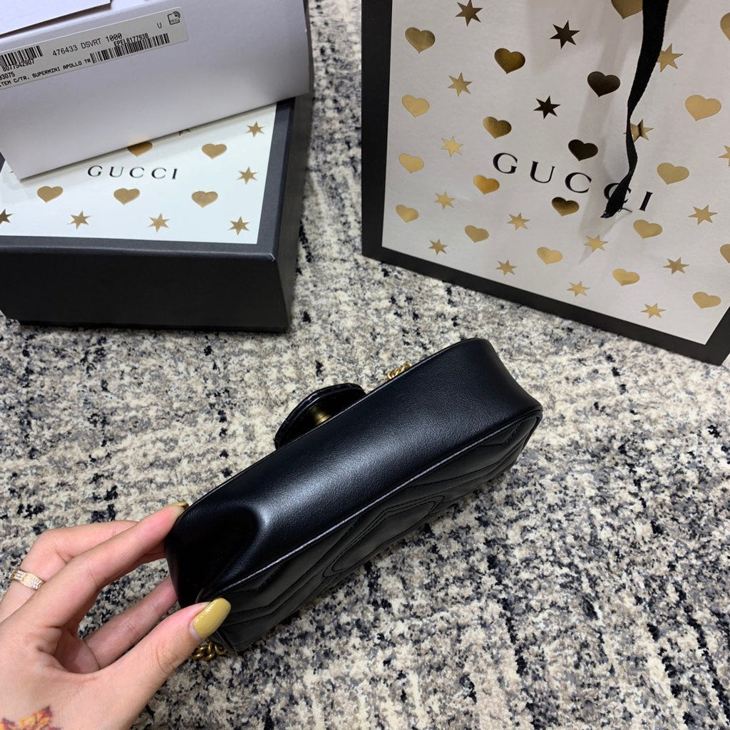 GG MARMONT MINI 16,5 CM EN CUIR DE VEAU NOIR QUINCAILLERIE DORÉ