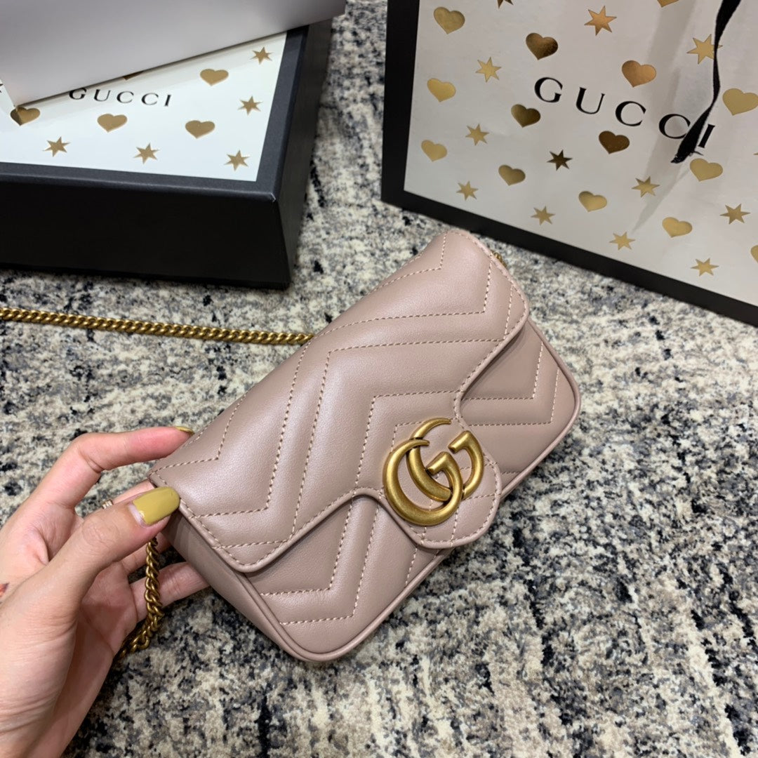 GG MARMONT MINI 16,5 CM CUIR DE VEAU BEIGE FONCÉ QUINCAILLERIE DORÉ