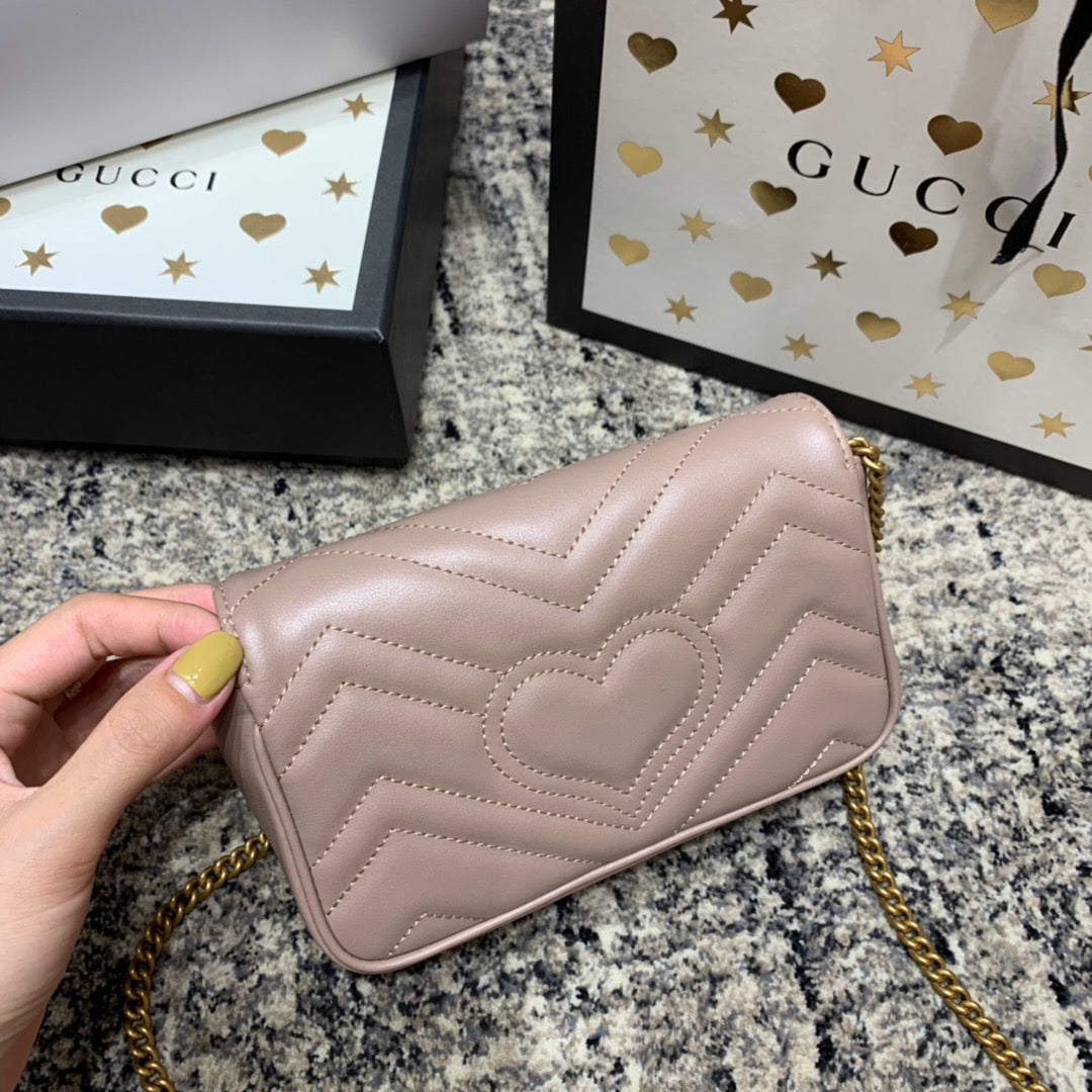 GG MARMONT MINI 16,5 CM CUIR DE VEAU BEIGE FONCÉ QUINCAILLERIE DORÉ