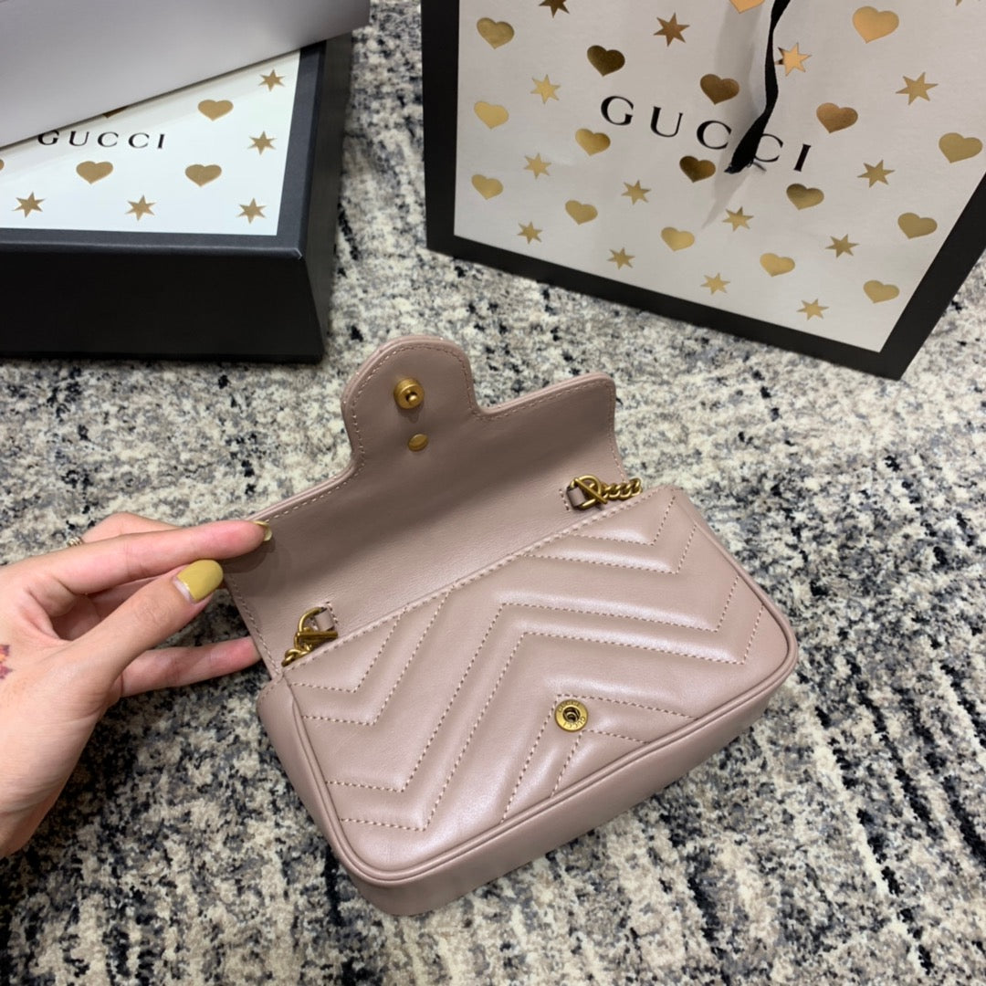 GG MARMONT MINI 16,5 CM CUIR DE VEAU BEIGE FONCÉ QUINCAILLERIE DORÉ