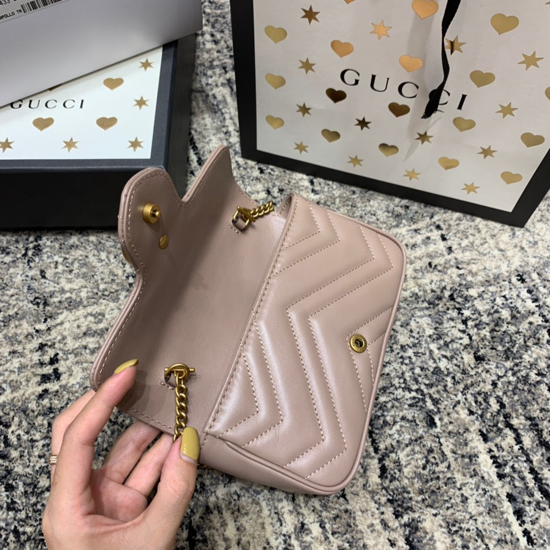 GG MARMONT MINI 16,5 CM CUIR DE VEAU BEIGE FONCÉ QUINCAILLERIE DORÉ