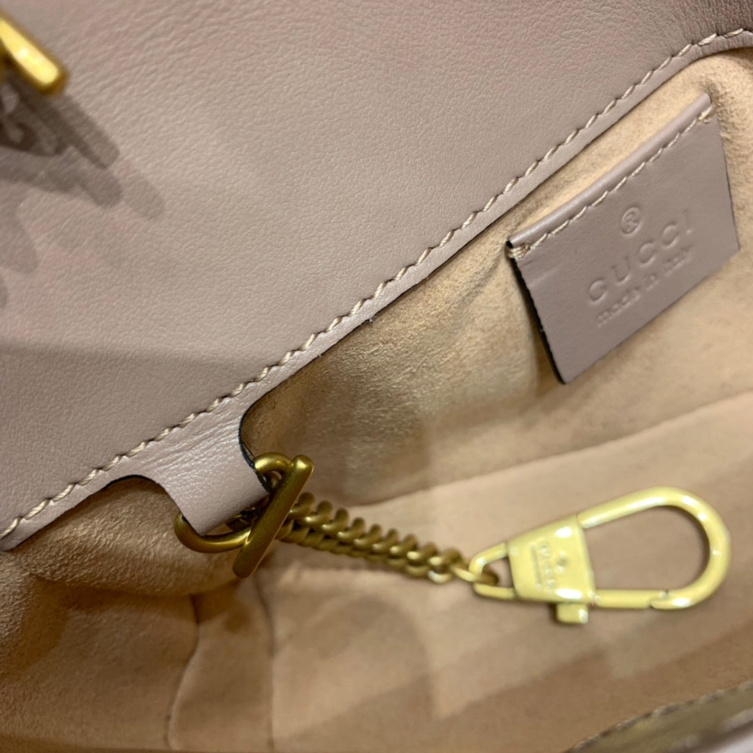 GG MARMONT MINI 16,5 CM CUIR DE VEAU BEIGE FONCÉ QUINCAILLERIE DORÉ