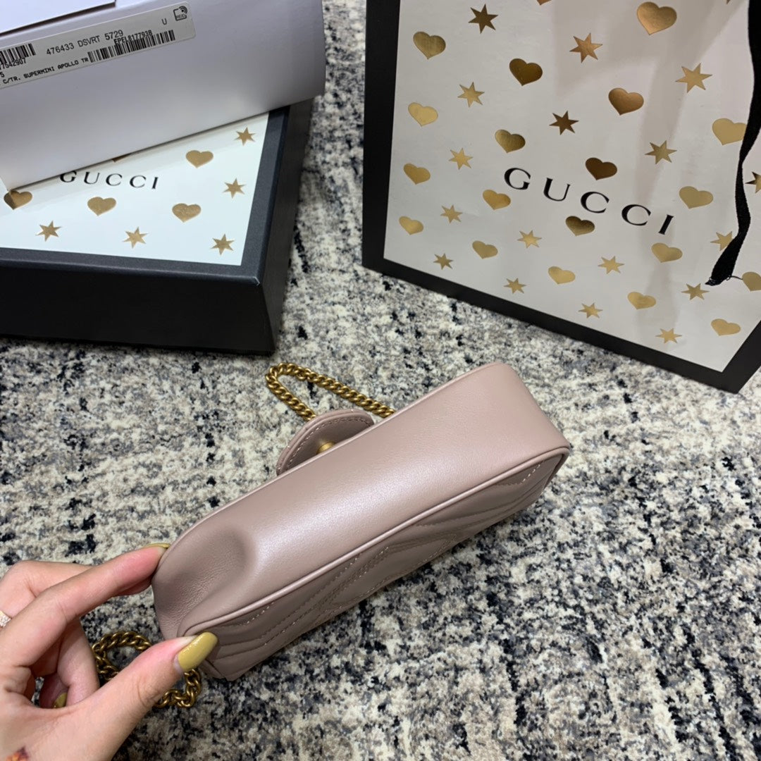 GG MARMONT MINI 16,5 CM CUIR DE VEAU BEIGE FONCÉ QUINCAILLERIE DORÉ