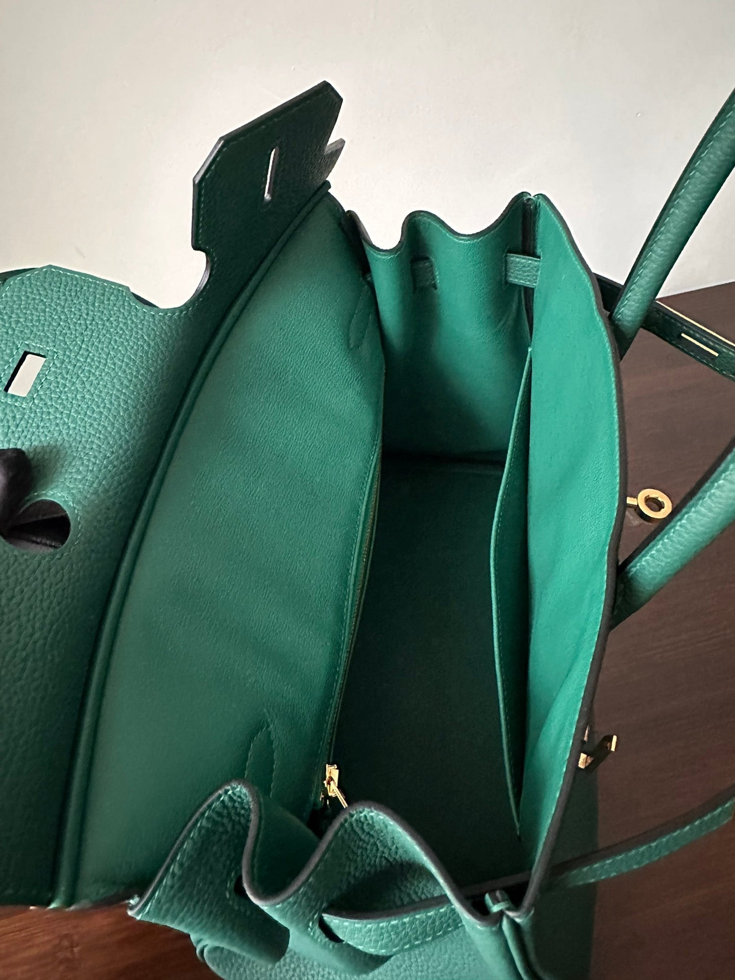 HM BIRKIN 30CM CUIR TOGO MALACHITE QUINCAILLERIE DORÉ