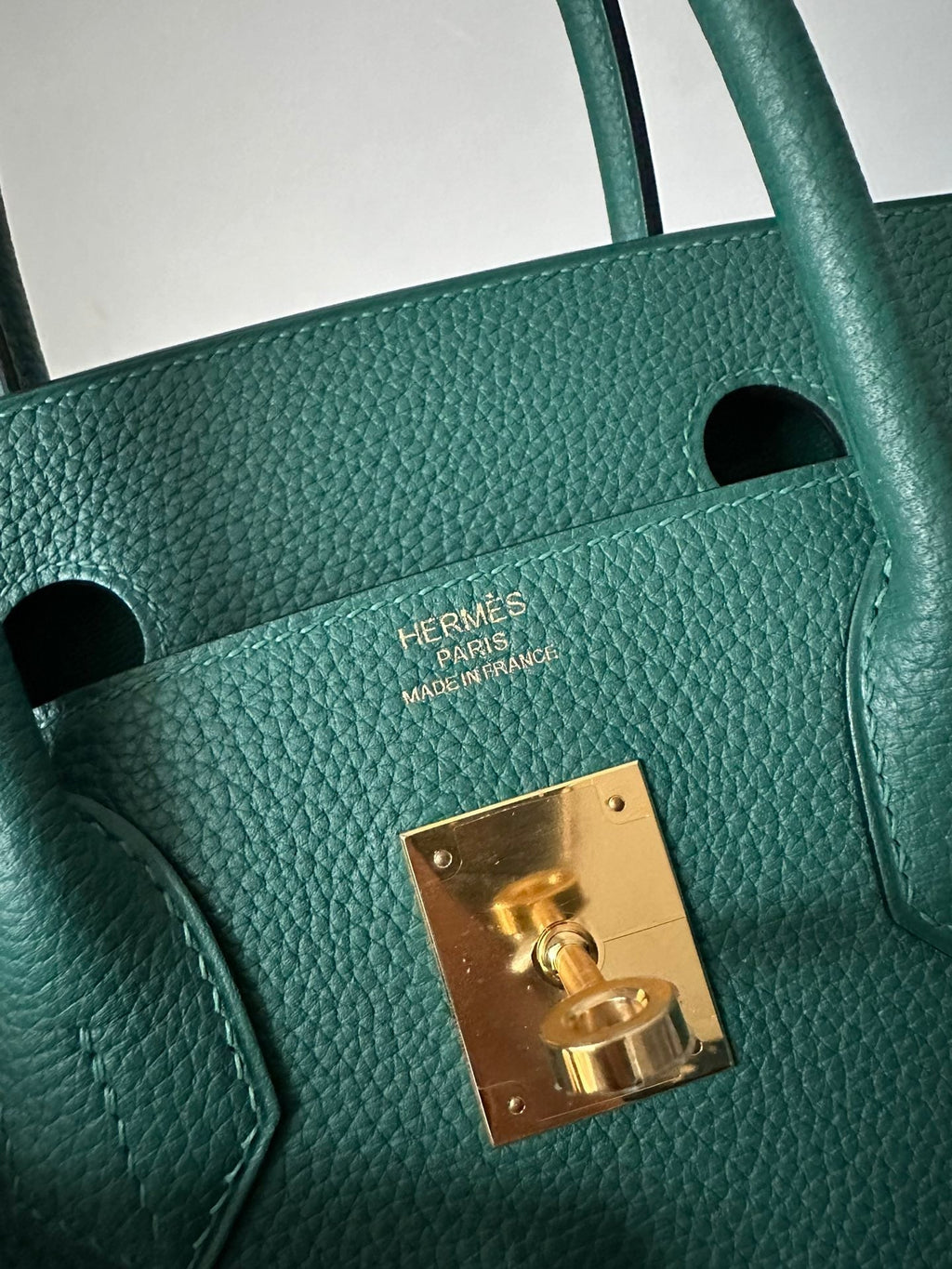 HM BIRKIN 30CM CUIR TOGO MALACHITE QUINCAILLERIE DORÉ