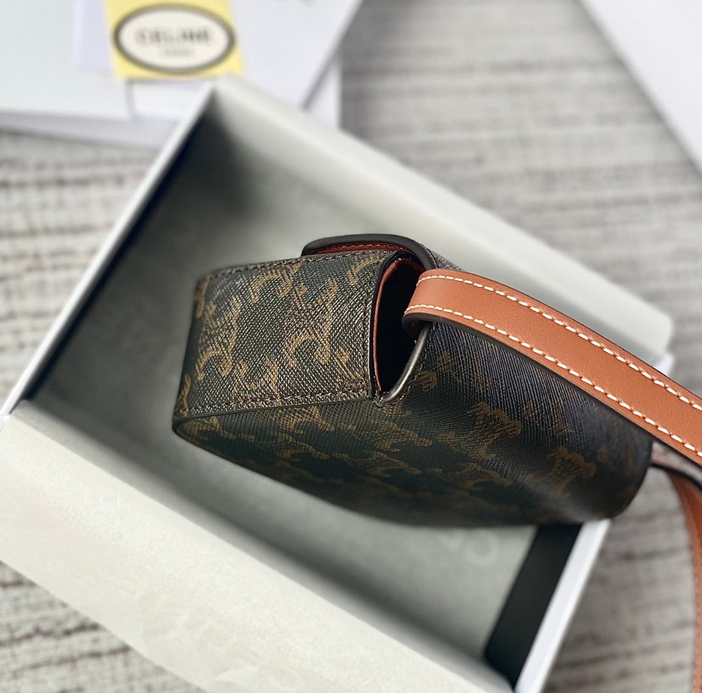 TEEN TRIOMPHE 11CM CUIR DE VEAU MONOGRAMME MARRON