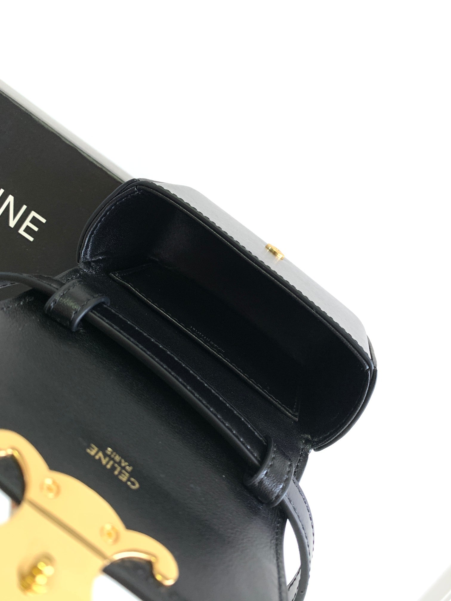 TEEN TRIOMPHE 11CM CUIR DE VEAU NOIR ACIER DIAMANT DORÉ