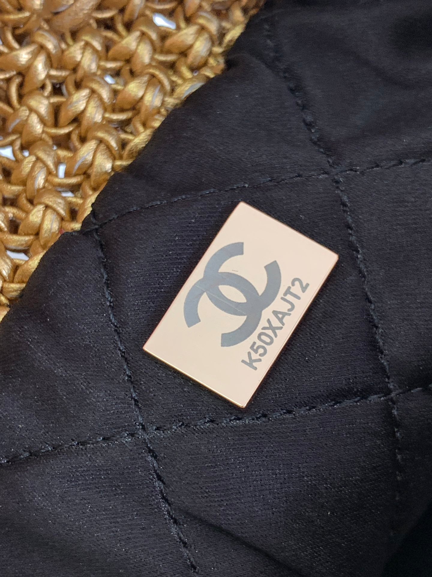 CC MINI 22 BAG 23CM GOLD WOVEN COWHIDE BAG