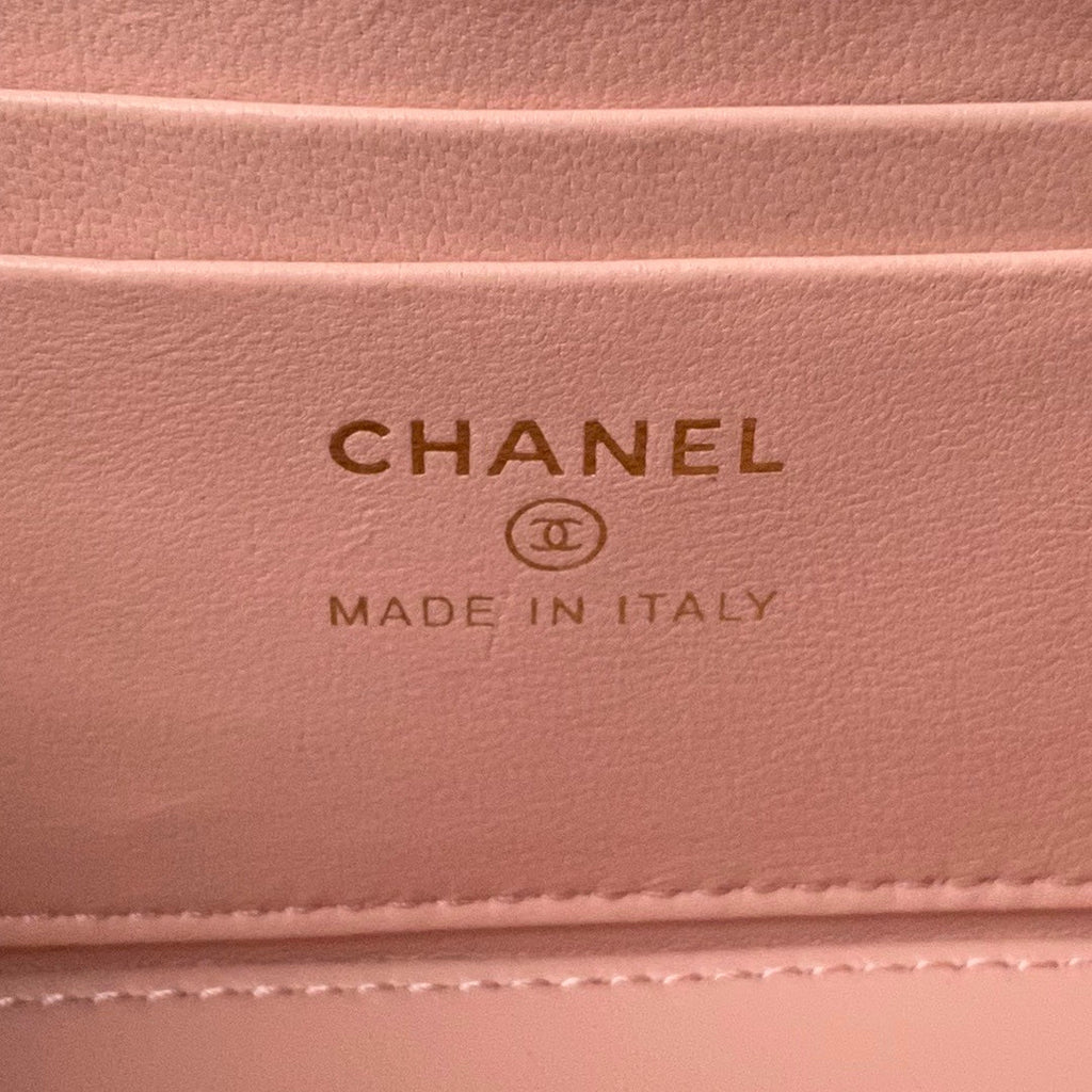 CC VANITY CASE 17CM PINK LAMBSKIN GOLD HARDWARE
