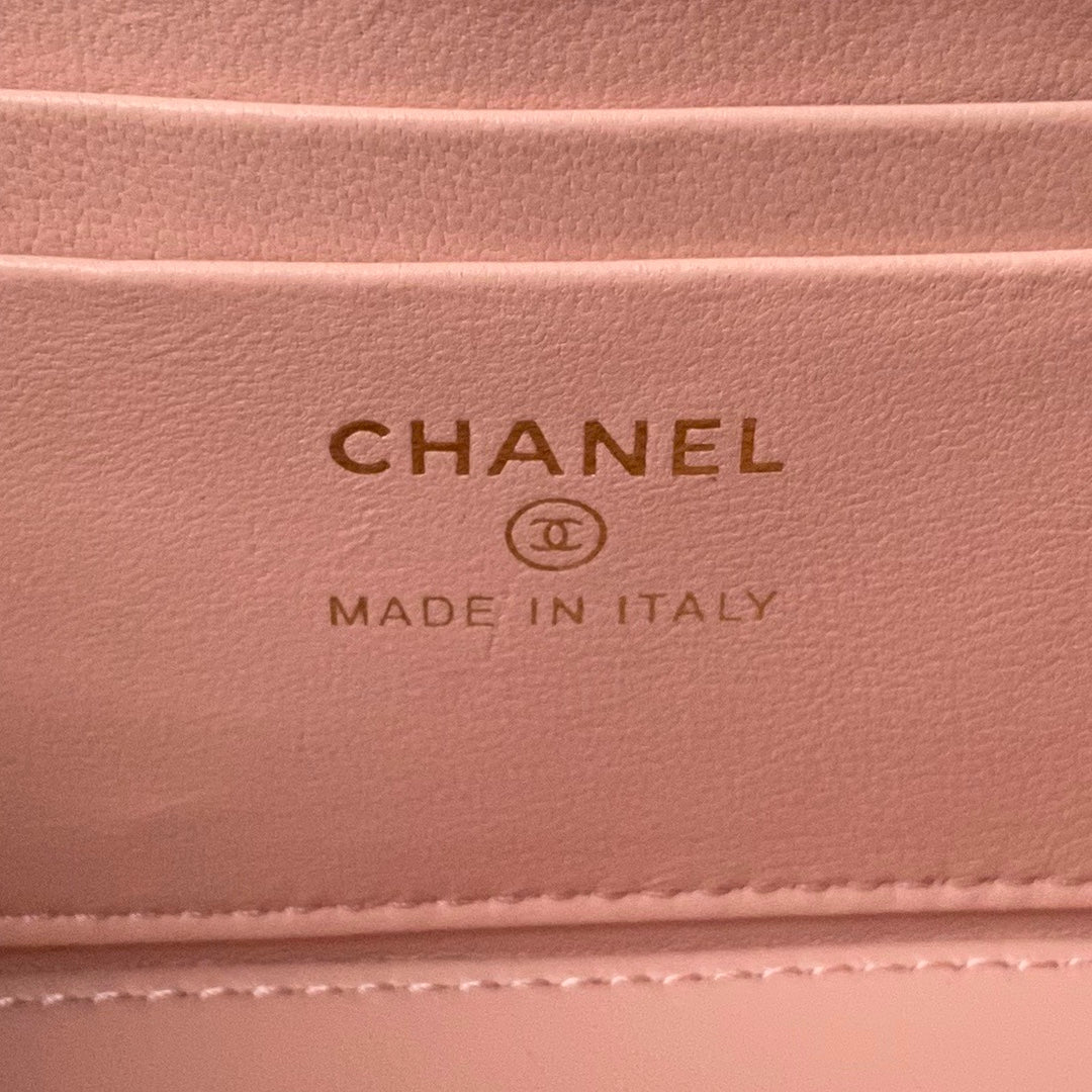 CC VANITY CASE 17CM PINK LAMBSKIN GOLD HARDWARE