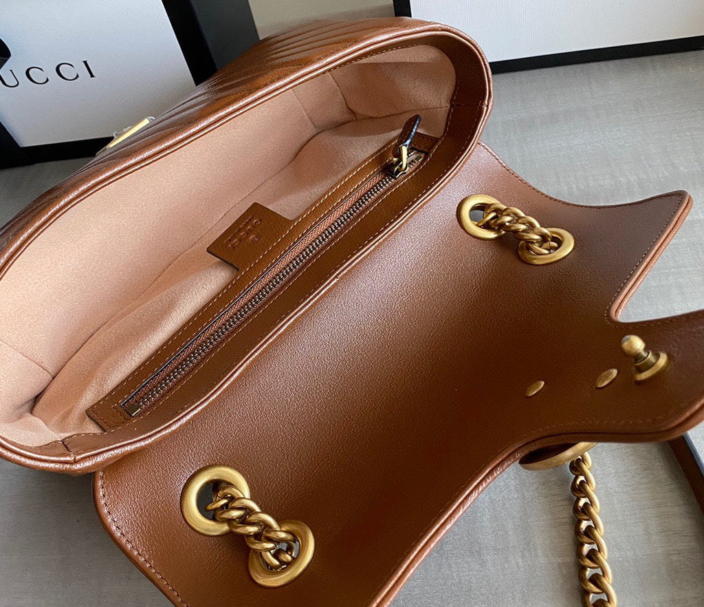 GG MARMONT 26CM CUIR DE VEAU MARRON QUINCAILLERIE DORÉ