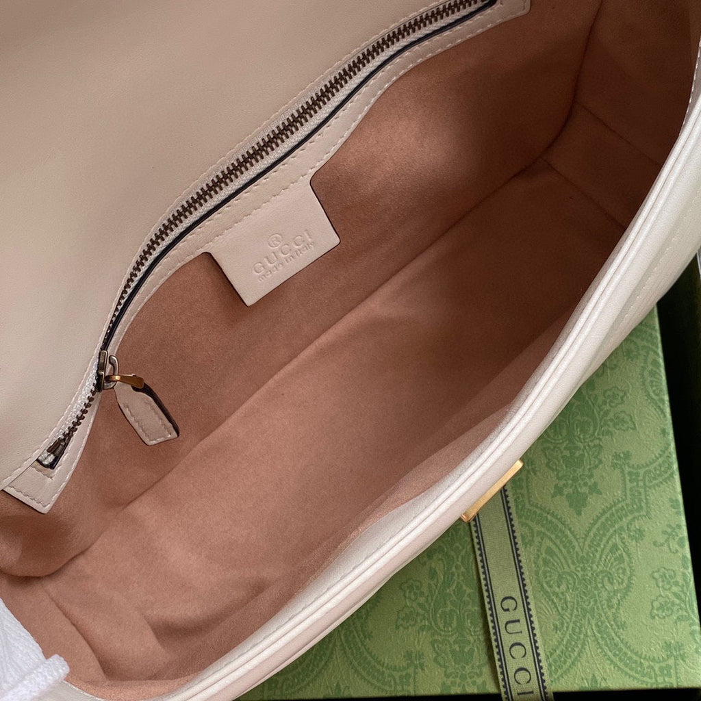 GG MARMONT 26CM CUIR DE VEAU BLANC QUINCAILLERIE DORÉ