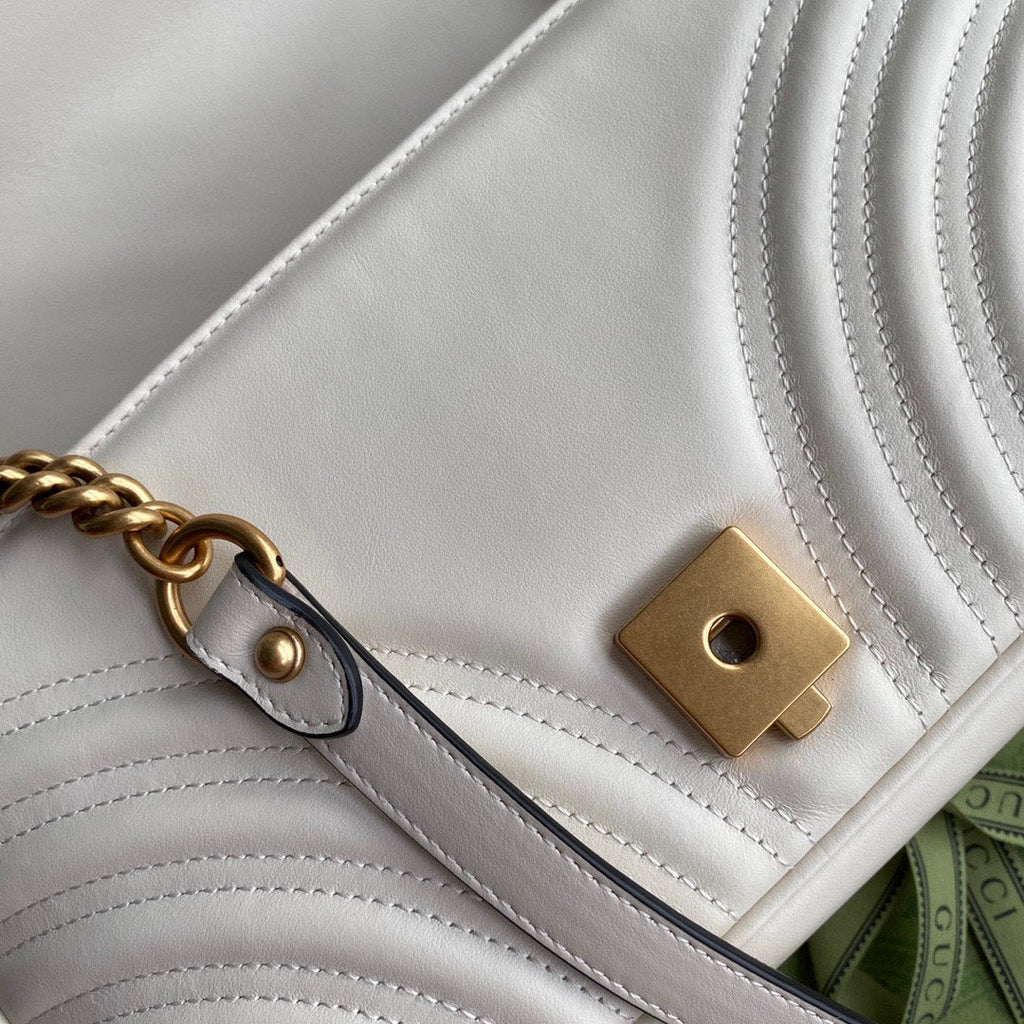 GG MARMONT 26CM CUIR DE VEAU BLANC QUINCAILLERIE DORÉ
