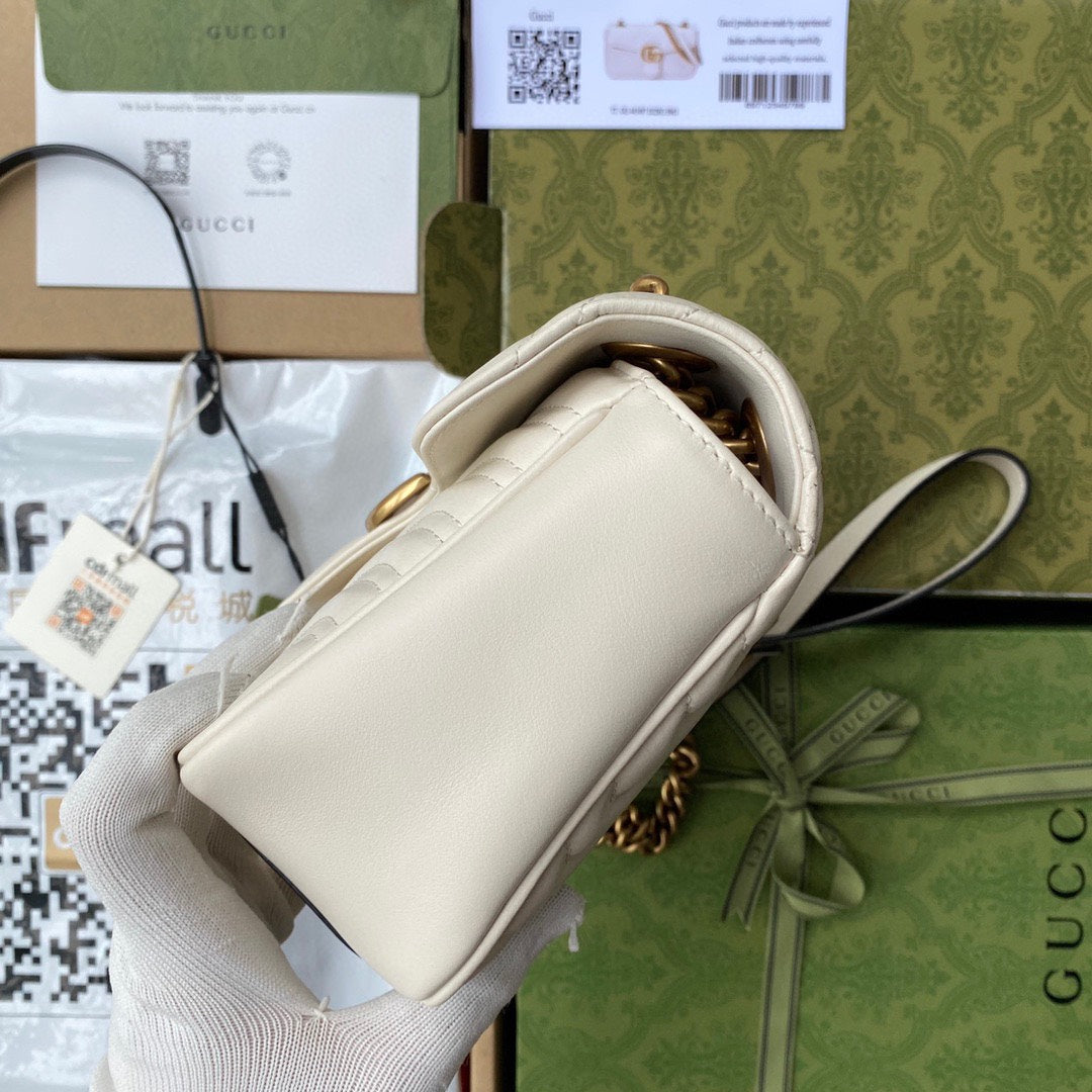 GG MARMONT 26CM CUIR DE VEAU BLANC QUINCAILLERIE DORÉ