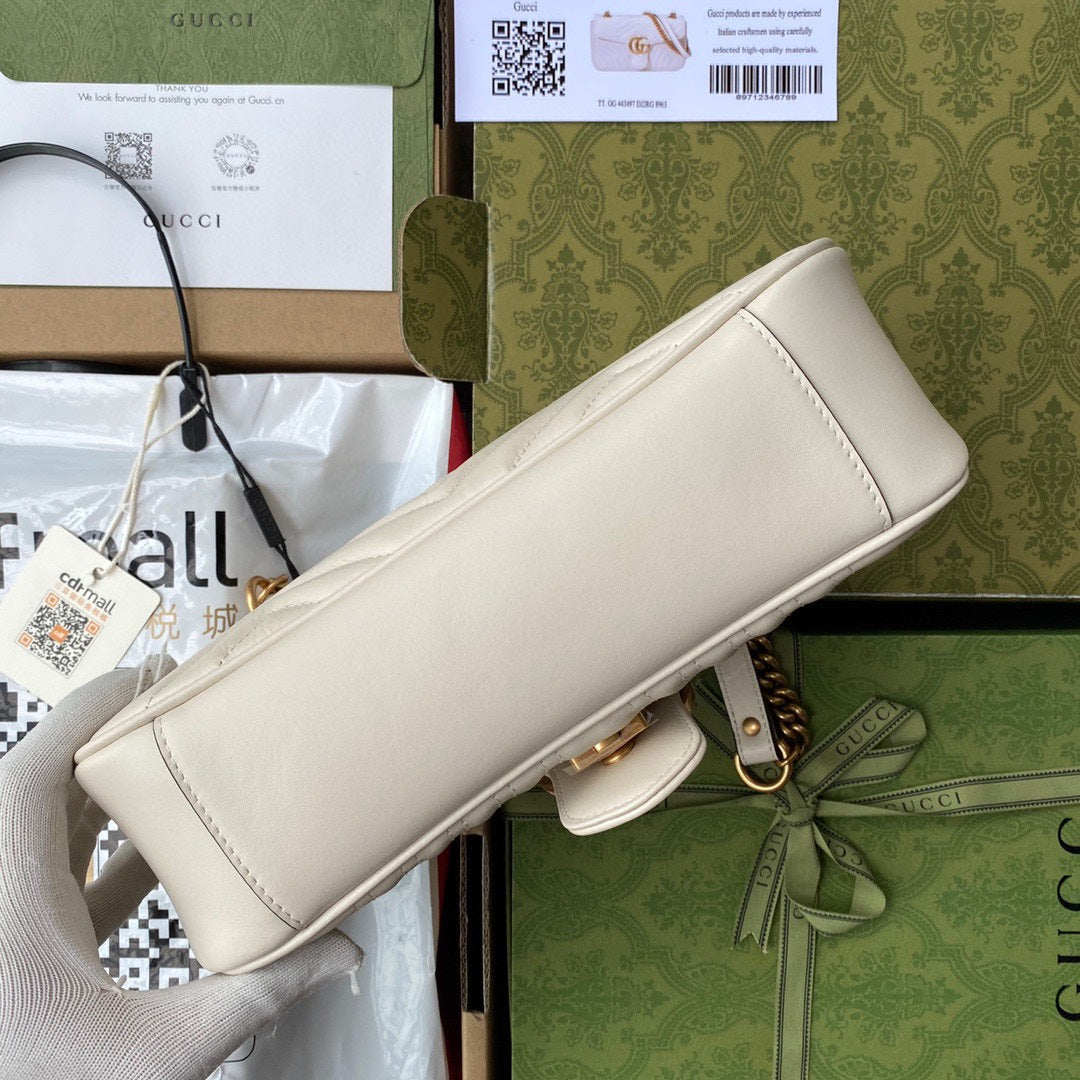 GG MARMONT 26CM CUIR DE VEAU BLANC QUINCAILLERIE DORÉ