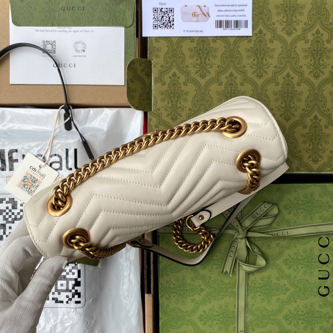 GG MARMONT 26CM CUIR DE VEAU BLANC QUINCAILLERIE DORÉ