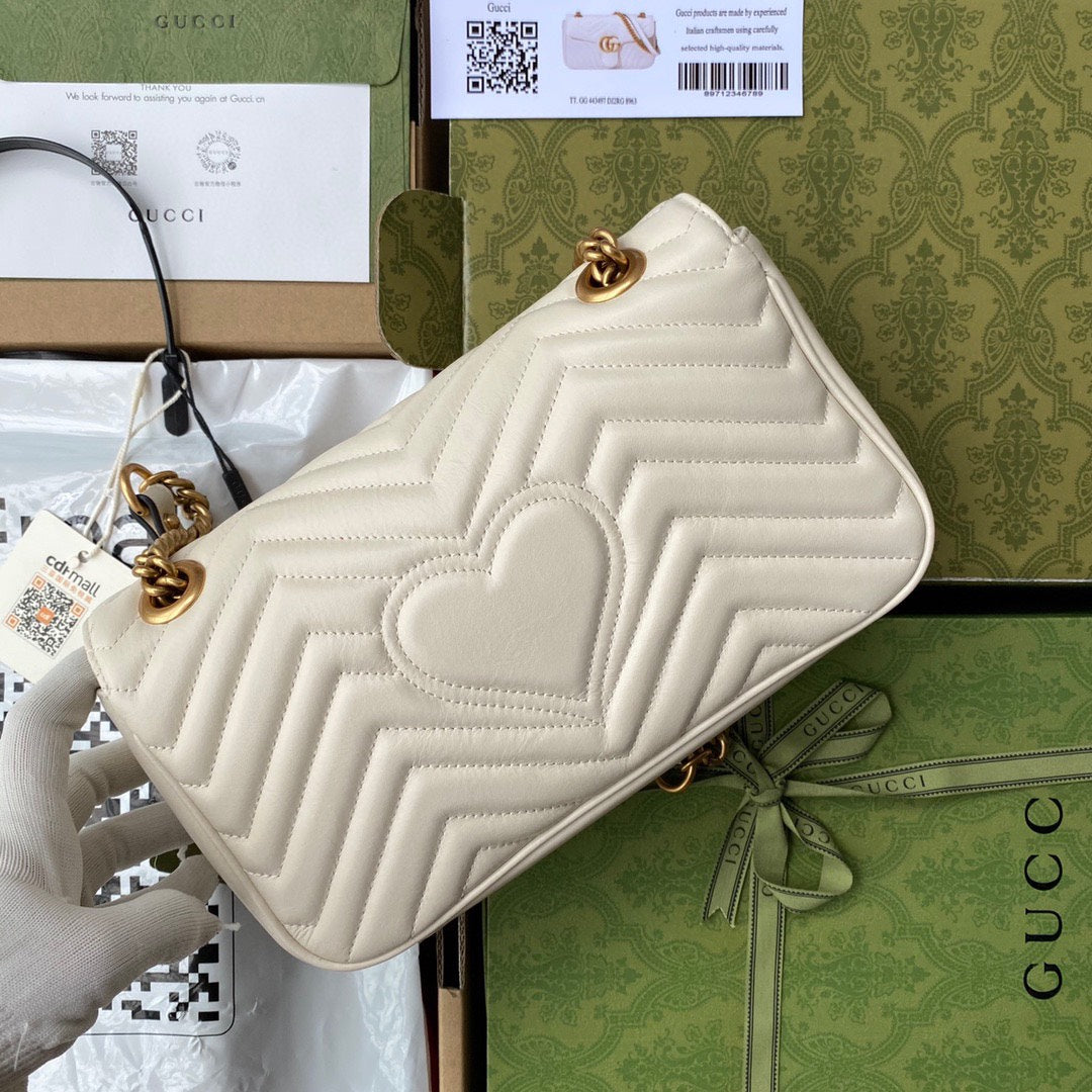 GG MARMONT 26CM CUIR DE VEAU BLANC QUINCAILLERIE DORÉ